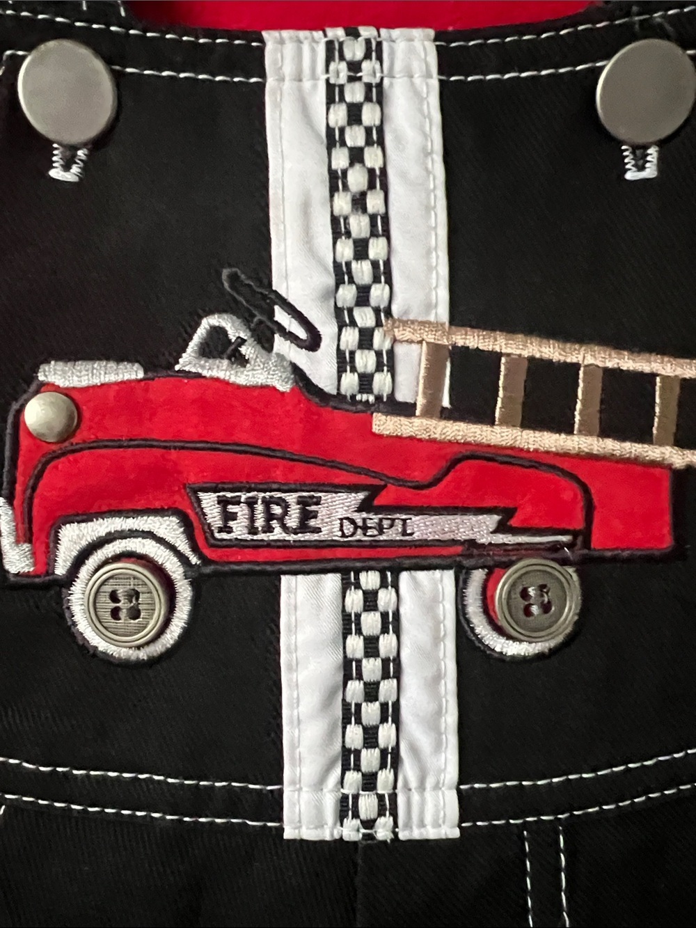 Vintage Blooz Red & Black Fire Truck Overalls for Kids - Picture 6 of 8